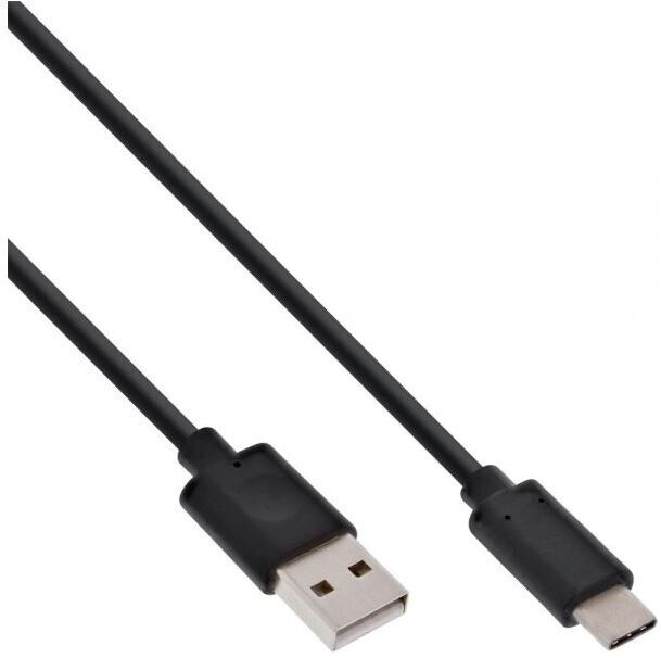 InLine USB 2.0 Kabel, Typ C Stecker an A Stecker, schwarz, 2m