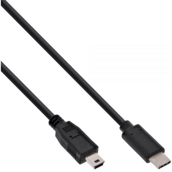 InLine USB 2.0 Kabel, Typ C Stecker an Mini-B Stecker (5pol.), schwarz, 1m