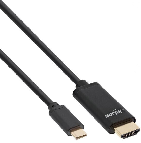 InLine USB Display Kabel, USB Typ-C Stecker zu HDMI Stecker (DP Alt Mode), 4K2K, schwarz, 1m