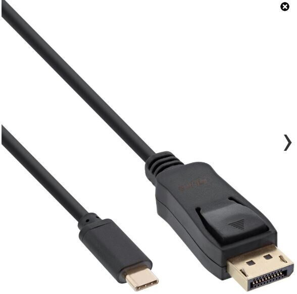 InLine USB Display Kabel, USB Typ-C Stecker zu DisplayPort Stecker (DP Alt Mode), 4K2K, schwarz, 1m