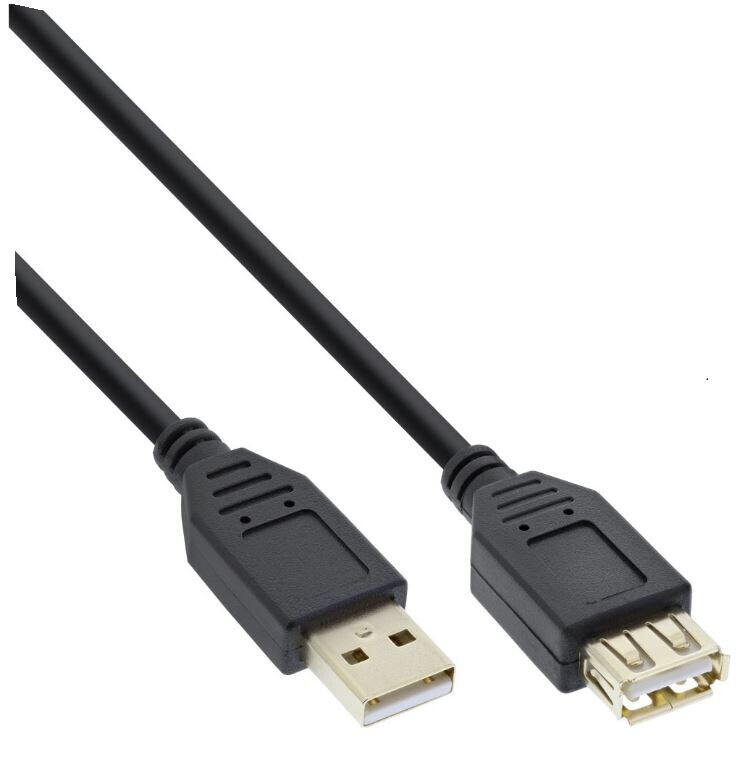 InLine USB 2.0 Verlängerung, Stecker / Buchse, Typ A, schwarz, Kontakte gold, 10m