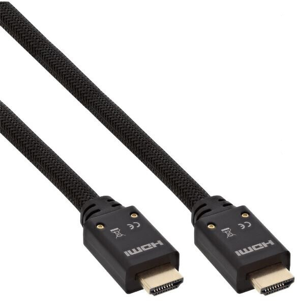 InLine HDMI Aktiv-Kabel, HDMI-High Speed mit Ethernet, 4K2K, Stecker / Stecker, schwarz / gold, Nylo