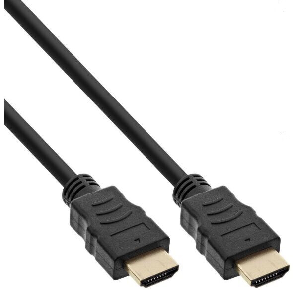 InLine HDMI Kabel, HDMI-High Speed mit Ethernet, Premium, Stecker / Stecker, schwarz / gold, 2m