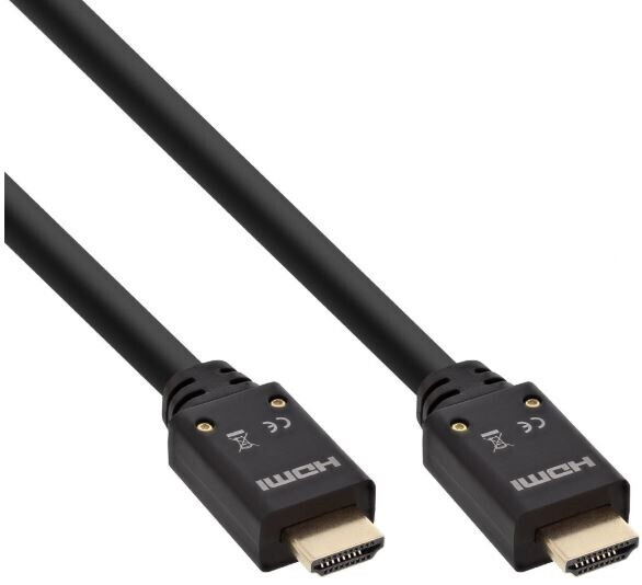 InLine HDMI Aktiv-Kabel, HDMI-High Speed mit Ethernet, 4K2K, Stecker / Stecker, schwarz / gold, 10m