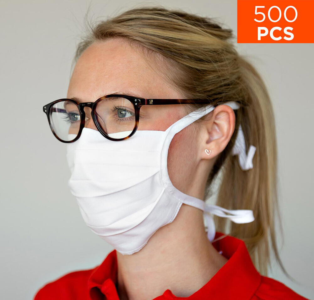 celexon Behelfs- Mund- und Nasenmaske Premium 100% Baumwolle mehrlagig ÖkoTex100 - 500er Pack - mit