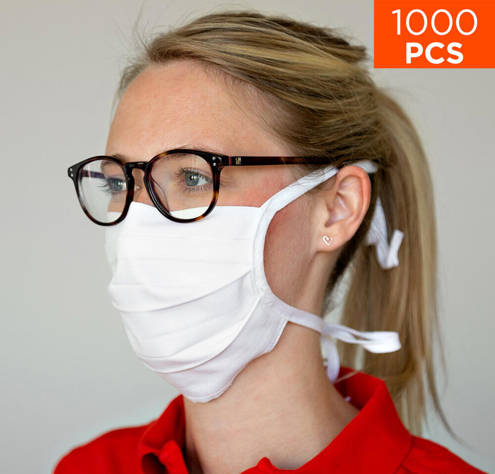 celexon Behelfs- Mund- und Nasenmaske Premium 100% Baumwolle mehrlagig ÖkoTex100 - 1000er Pack - mit
