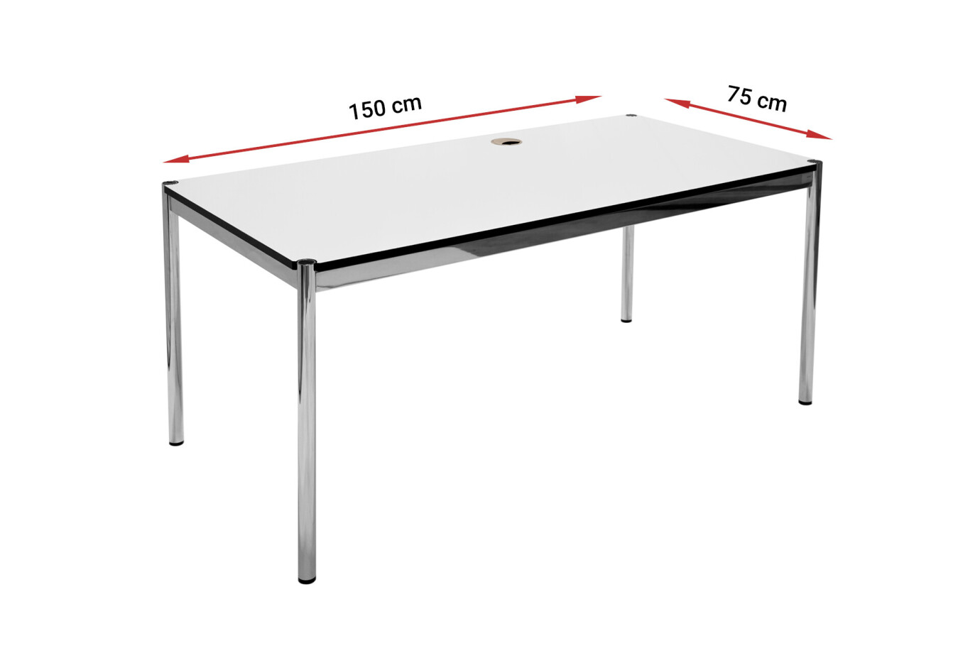 USM Haller Tisch 150x75 inkl. Kabelauslass - Demoware in gebrauchtem Zustand (B25)