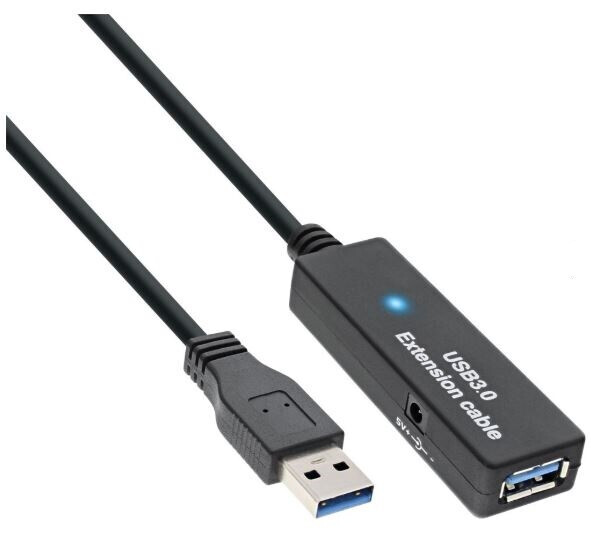 InLine USB 3.0 Aktiv-Verlängerung, Stecker A an Buchse A, schwarz, 15m