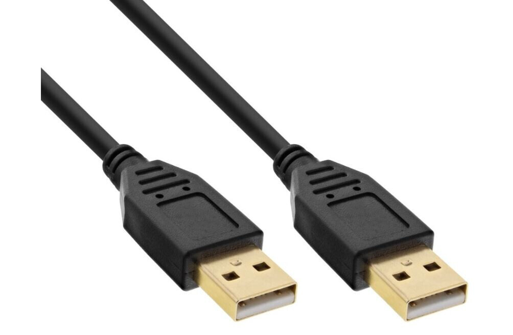 InLine USB 2.0 Kabel, A an A, schwarz, Kontakte gold, 1m