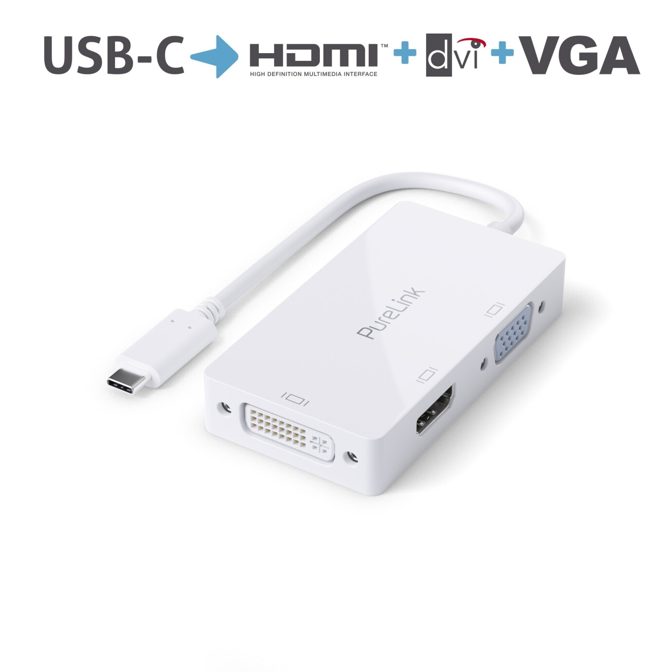 Purelink IS240 USB-C auf HDMI, DVI, VGA Adapter 0,10m weiß