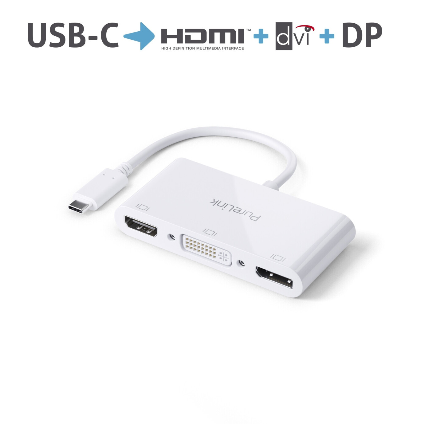 Purelink IS250 USB-C auf HDMI, DisplayPort, DVI Adapter 0,10m weiß