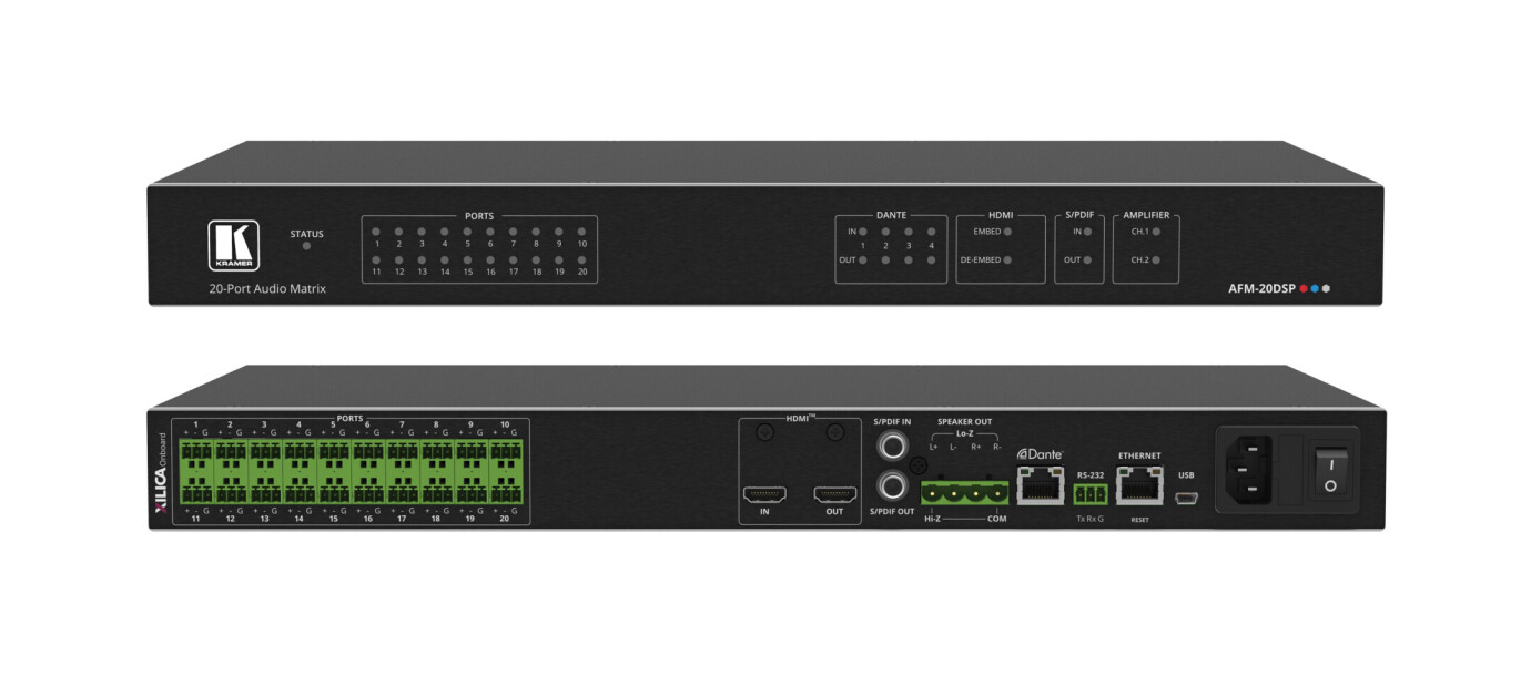 Kramer AFM-20DSP20–Port Audio Matrix mit DSP und austauschbaren Ein — und Ausgängen