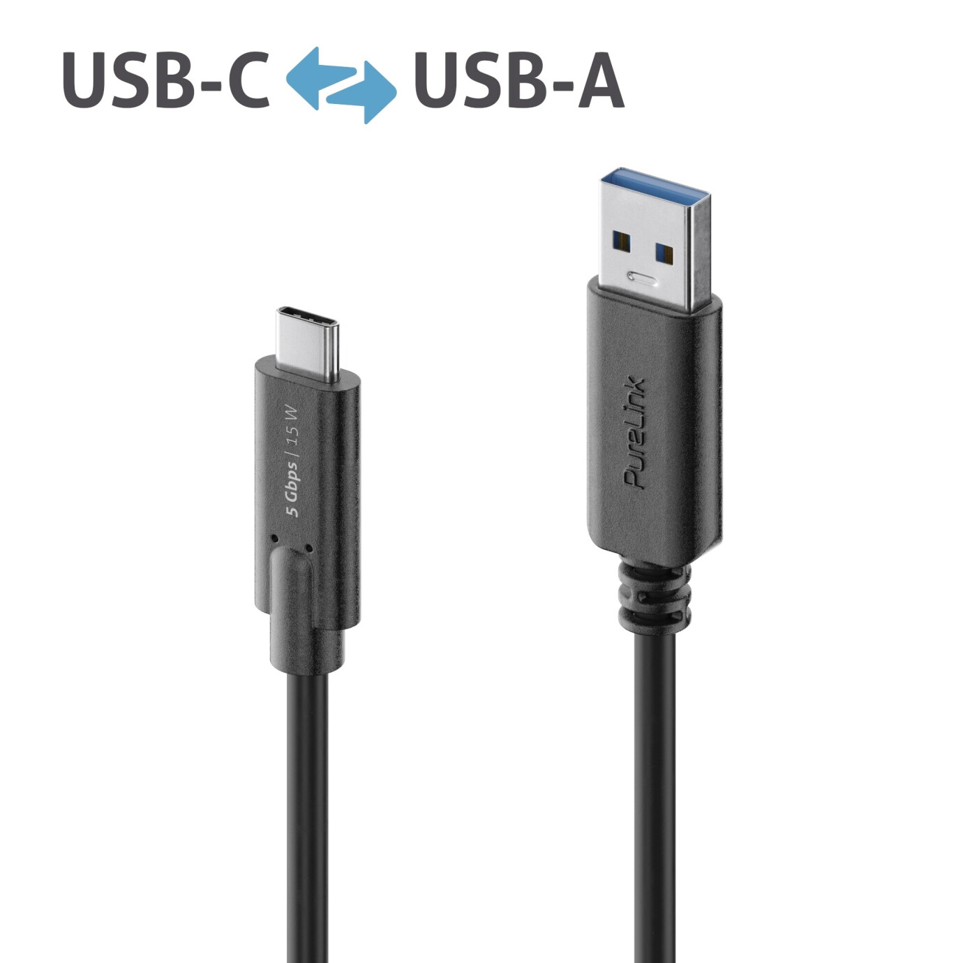 Purelink IS2601-015 USB-C auf USB-A Kabel 1,5m schwarz