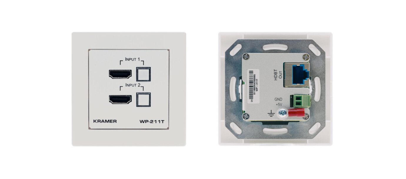 Kramer WP-211T 4K60 4:2:0 HDCP 2.2 HDMI Wall–Plate Auto–Switcher und PoE Empfänger über HDBaseT