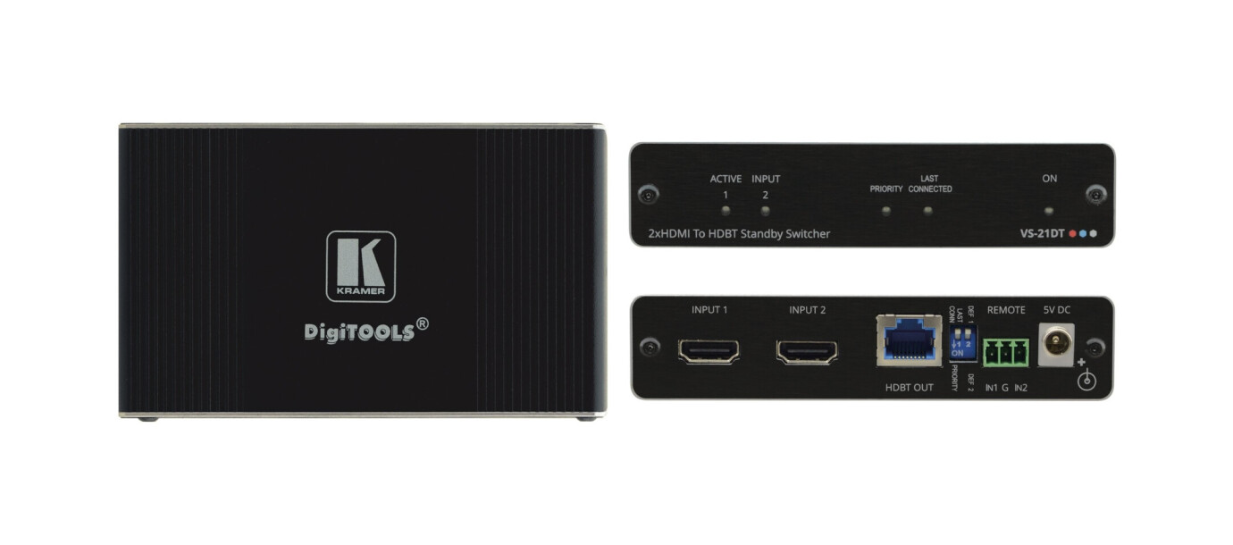 Vorschau: Kramer VS-21DT2x1 4K60 4:2:0 HDCP 2.2 HDMI Auto–Switcher über HDBaseT