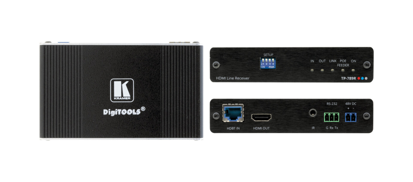 Kramer TP-789R 4K60 4:2:0 HDMI Bidirektionaler PoE-Empfänger mit RS-232 und IR mit großer Reichweite