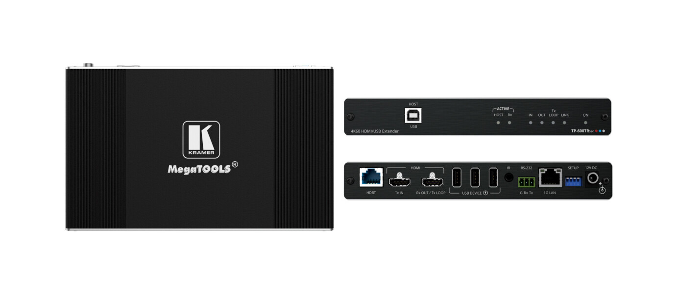 Kramer TP-600TRxr4K60 4:4:4 HDMI–Extender mit USB, Ethernet, RS–232 & Infrarot über HDBaseT 3.0