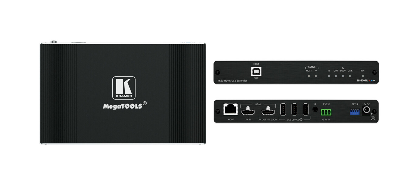 Kramer TP-600TR 4K60 4:4:4 HDMI–Extender mit USB, Ethernet, RS–232 & Infrarot über HDBaseT 3.0 mit l