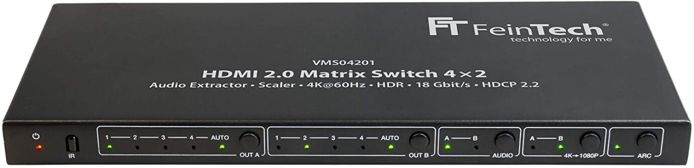 FeinTech VMS04201 HDMI Matrix Switch 4x2 mit Audio Extractor+ Scale