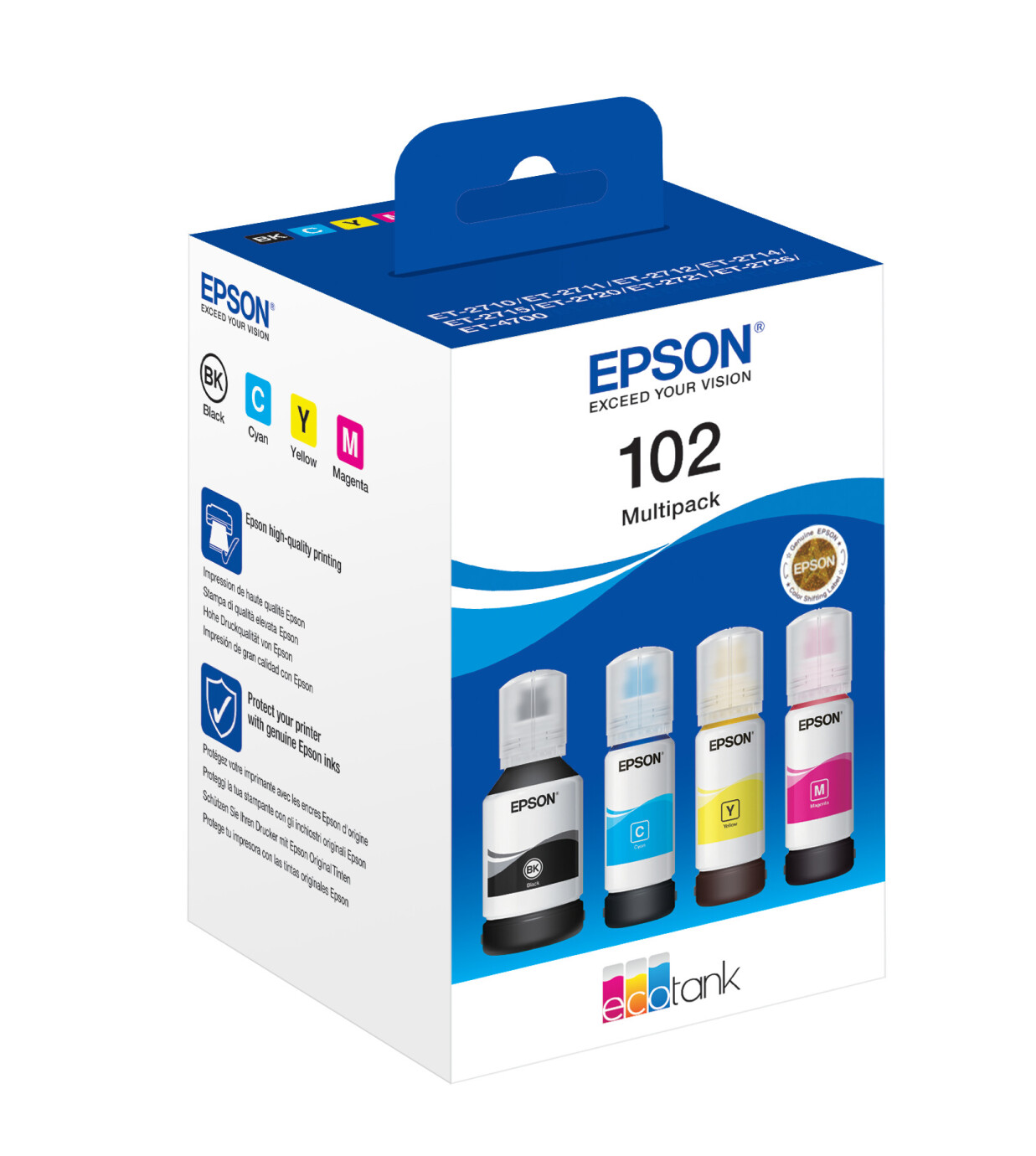 Epson 102 EcoTank Pigment Tintenflasche 4 Farb Pack