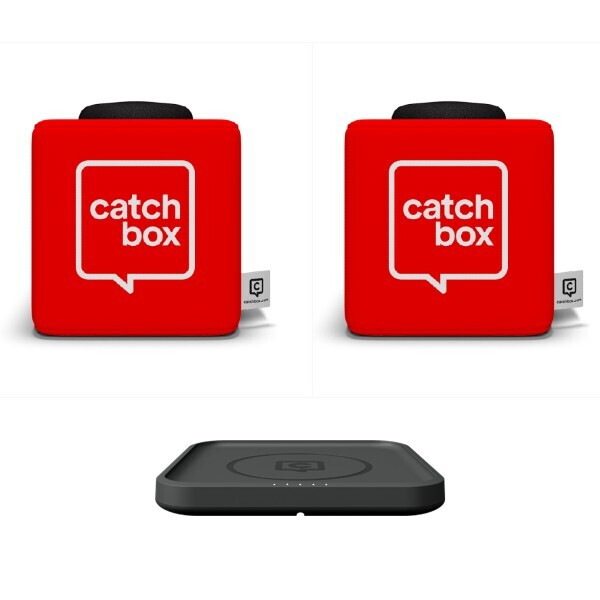 Vorschau: Catchbox Plus Pro System mit 2 Wurfmikrofonen und kabellosem Ladegerät