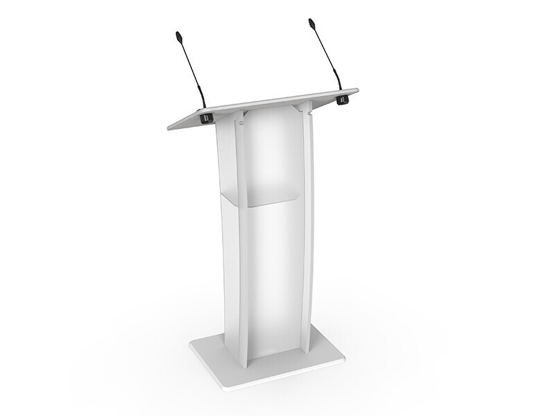 AXEOS ONYX - seidenglänzendes Rednerpult aus Plexiglas mit Mikrofon-Steckplatz