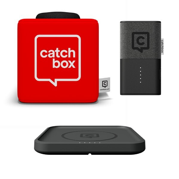 Vorschau: Catchbox Plus Pro System mit Wurfmikrofon, Clip und kabellosem Ladegerät - Custom Cover