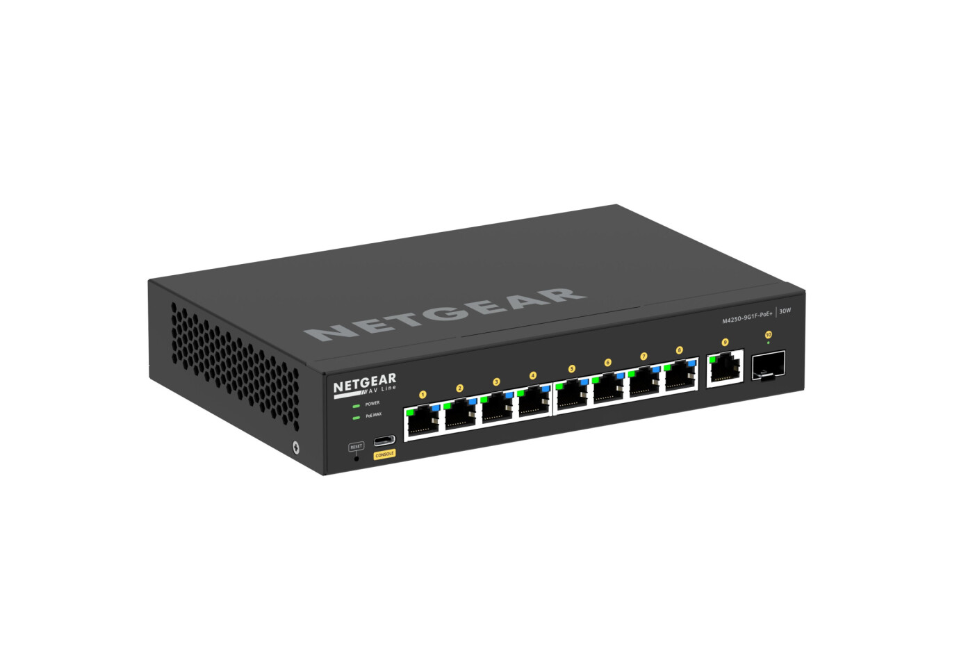 Netgear AV Line Desktop-Switch 9x1G PoE+ 110W und 1x SFP M4250-9G1F-POE+ 1000027847