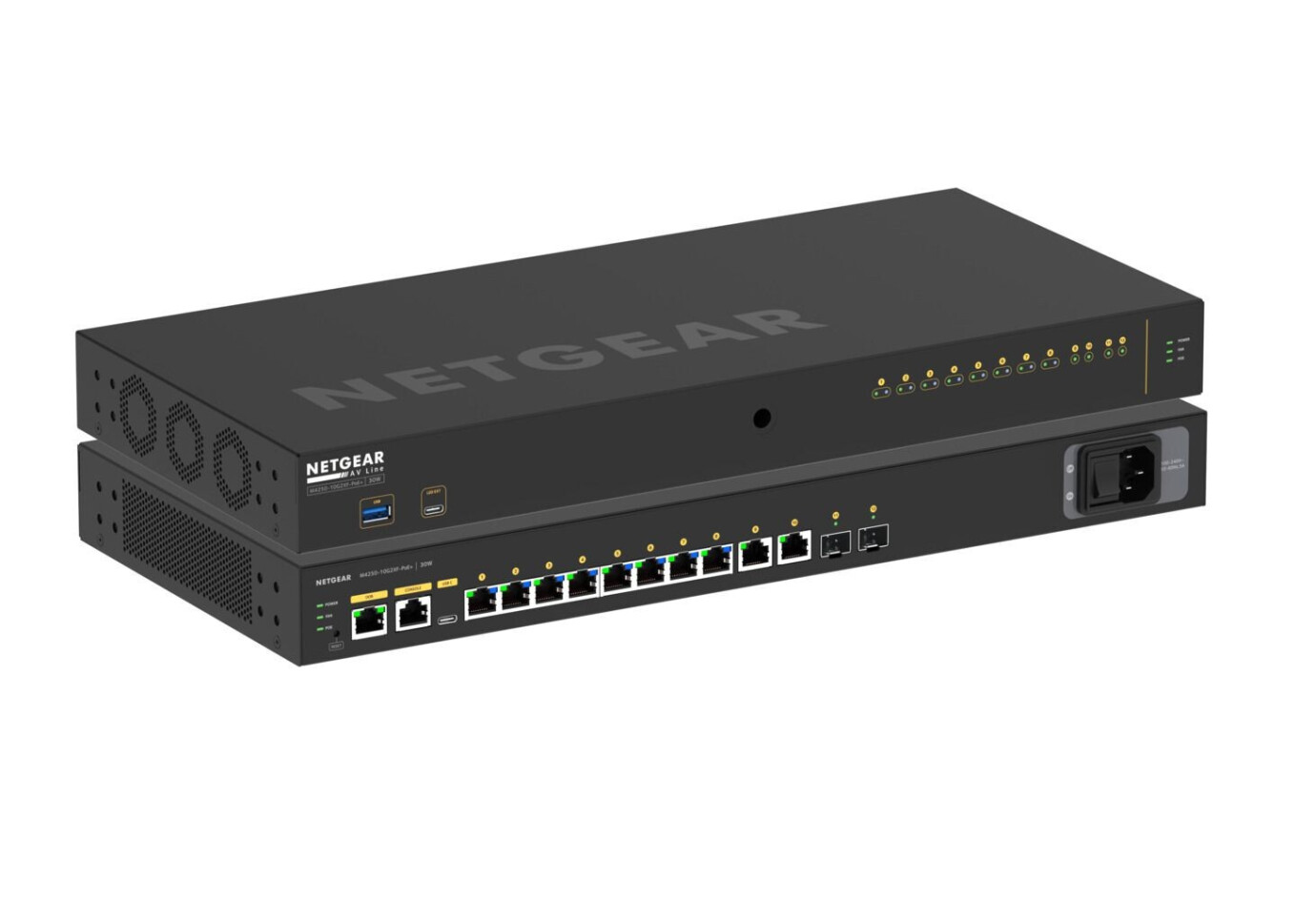 Netgear AV Line Managed Switch 8x 1G PoE+ 240W, 2x 1G und 2x SFP+ M4250-10G2xF-PoE+ 1000027850