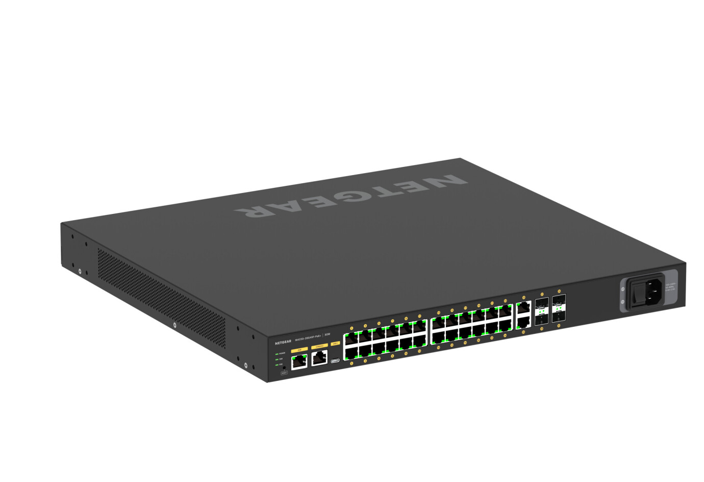 Netgear AV Line Managed Switch 24x 1G PoE+ 480W, 2x 1G und 4x SFP+ M4250-26G4XF-PoE+