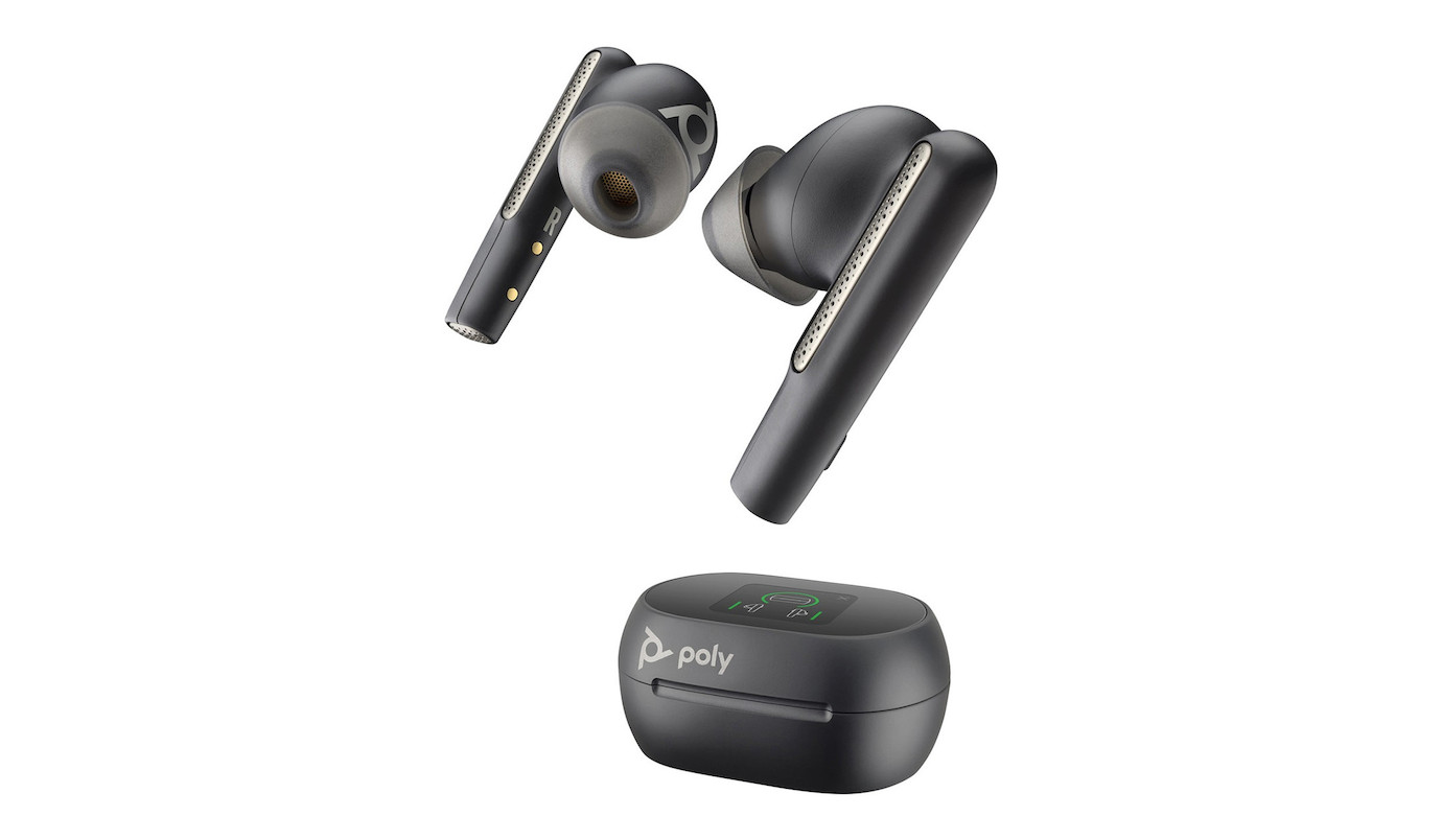 Poly Voyager Free 60+ UC USB-A Earbuds mit Touchscreen Ladecase, schwarz