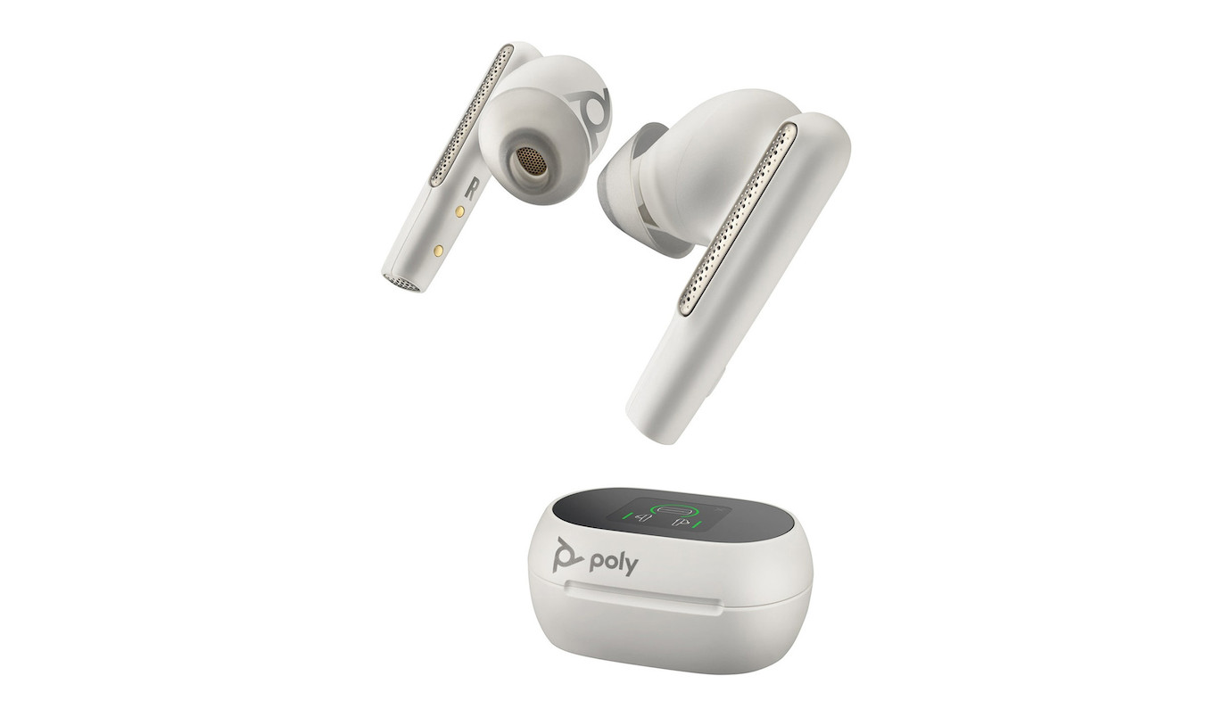 Poly Voyager Free 60+ UC USB-A Earbuds mit Touchscreen Ladecase, weiß