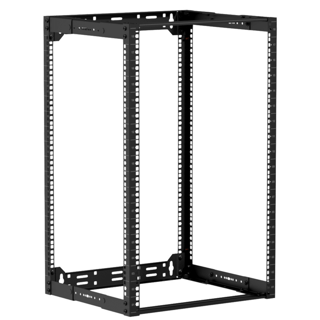 Caymon OPR318A/B 19" 18HE Rack, offene Ausführung, tiefenverstellbar von 300- 450mm, schwarz