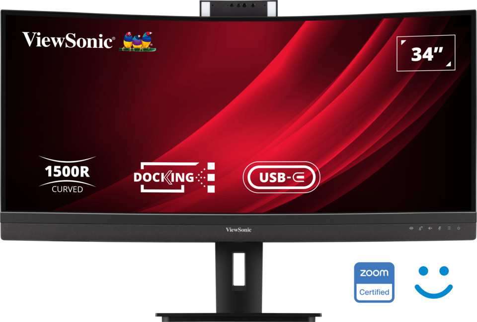 ViewSonic VG3457CV 34" UWQHD 21:9 Curved Video Conferencing Docking Monitor mit Windows Hello & Zoom