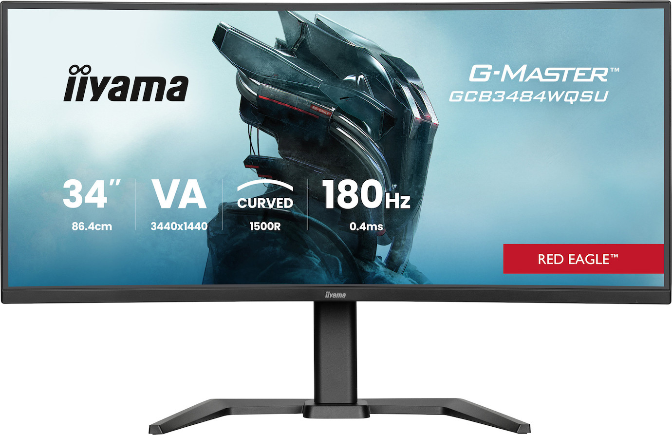 iiyama G-MASTER GCB3484WQSU-B1 34" Gaming Red Eagle Curved Monitor mit 180Hz Bildwiederholfrequenz &