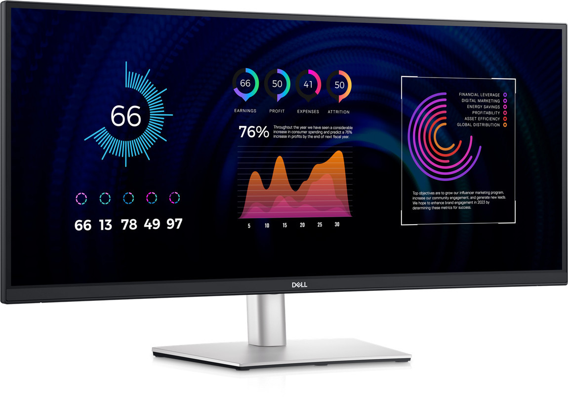 Dell P3424WE 34" WQHD geschwungener USB-C-Hub-Monitor für das Büro oder Home-Office