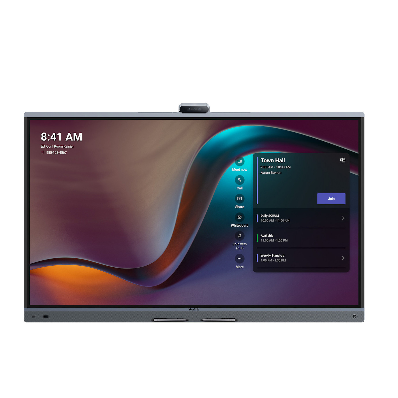 Yealink MeetingBoard 75 Pro 65" 4K All-in-One-Lösung mit Touch Screen, 3 x 50MP-Kamera und 16-MEMS M