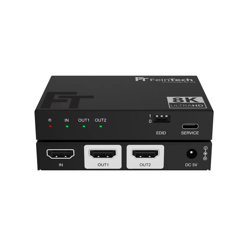 FeinTech SP210 HDMI 2.1 Splitter 1 In 2 Out mit 4K 120Hz Unterstützung und automatisches Downscaling
