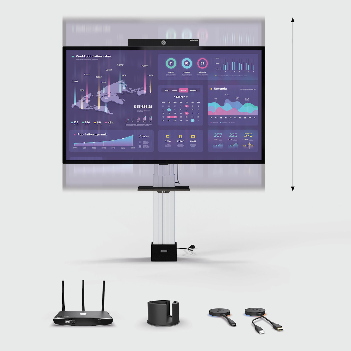 Kindermann Huddle Bundle Meet 75M² intelligente All-in-One Lösung für Konferenzen und Zusammenarbeit