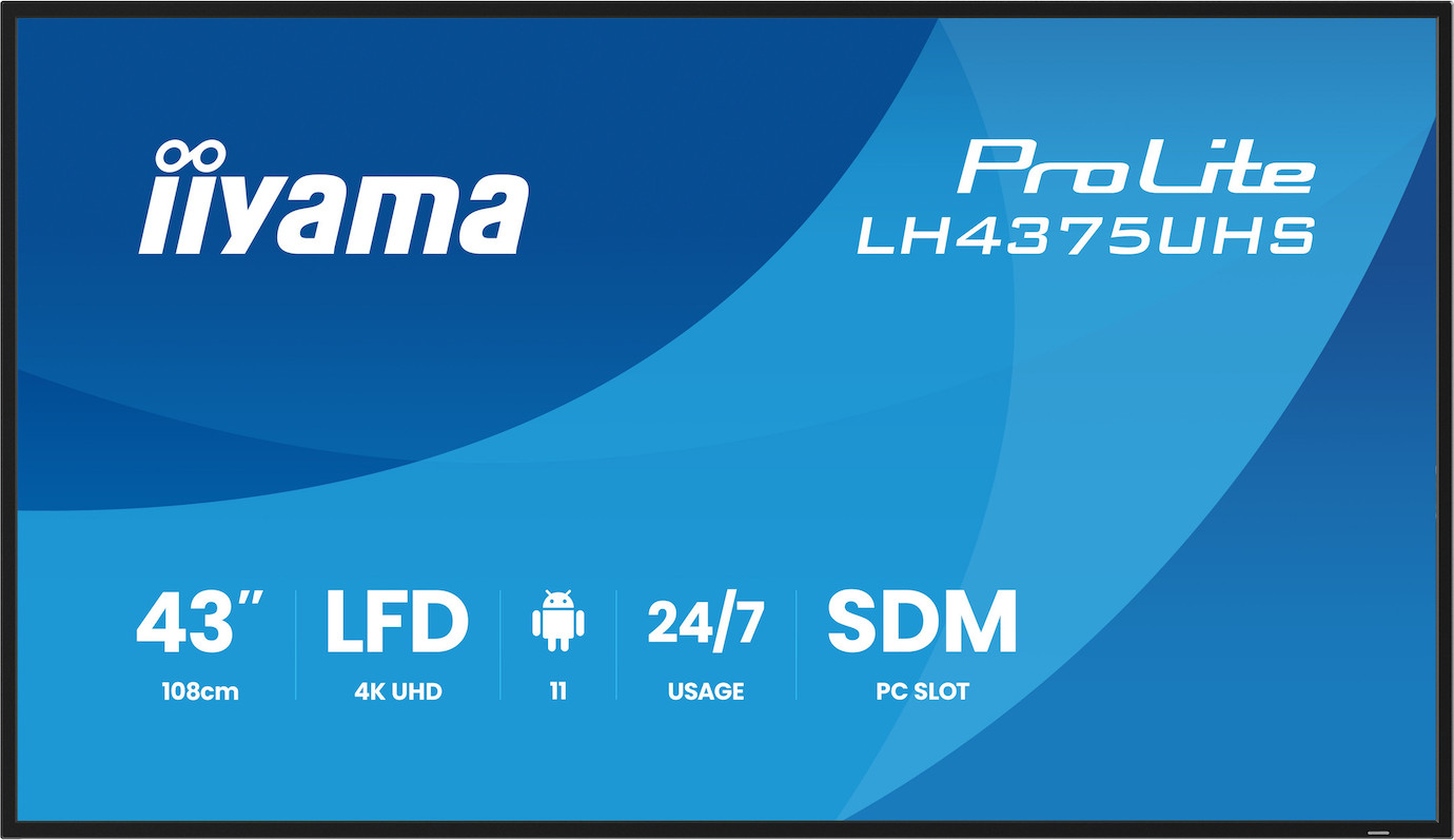 iiyama ProLite LH4375UHS-B2AG 44" 4K Digital Signage Display mit 24/7 Betriebszeit, Android OS, Sign