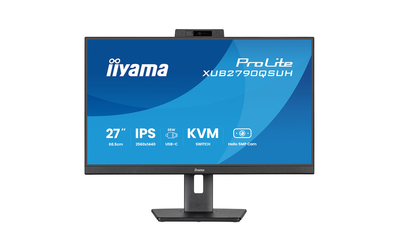 iiyama ProLite XUB2790QSUH-B2 27" IPS-Monitor mit integrierter Windows Hello Kamera, Mikrofon und US