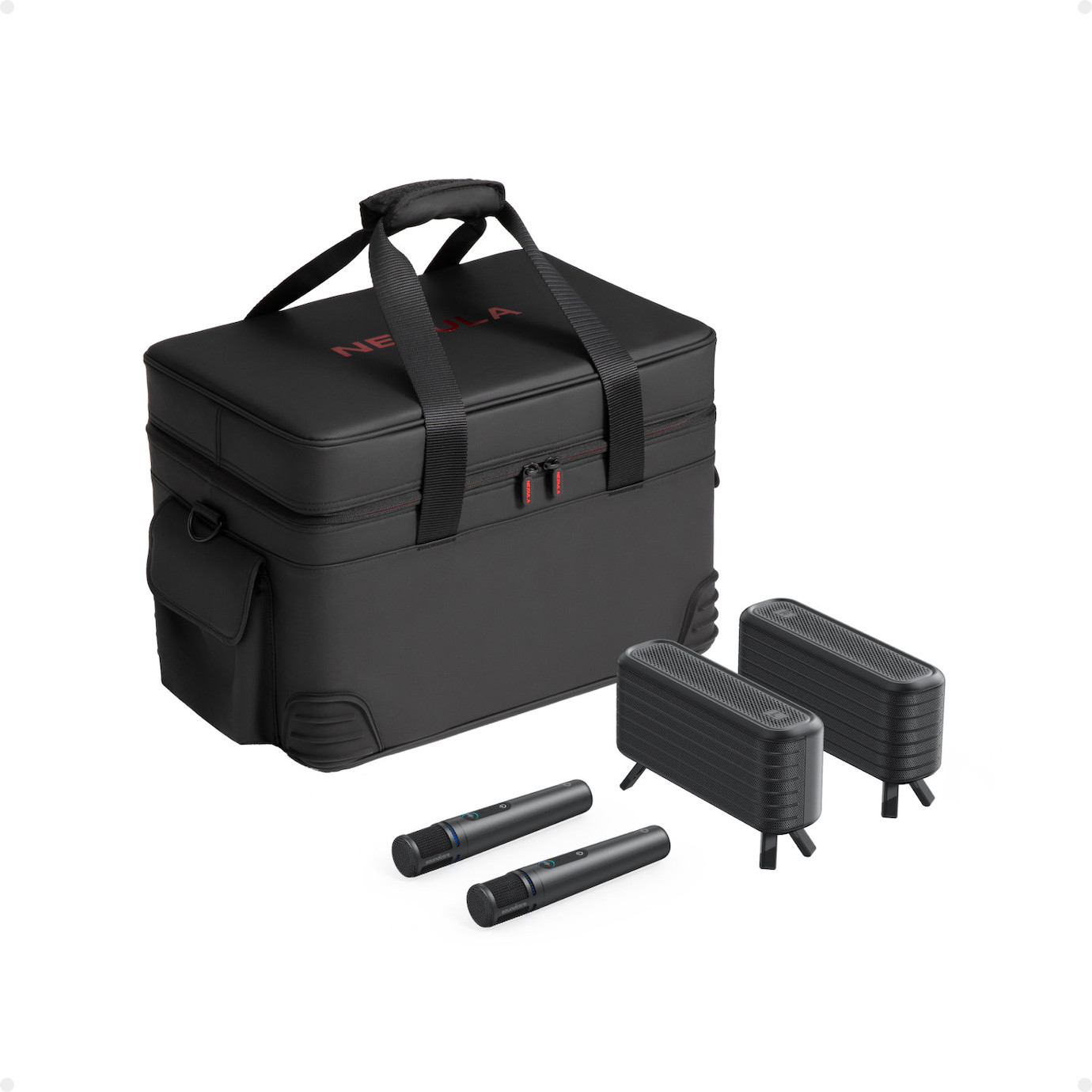Nebula X1 tragbares All-in-One Entertainment-Kit mit zwei kabellosen Lautsprechern, Mikrofonen und T
