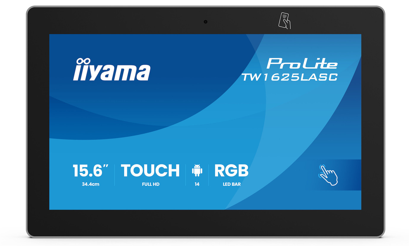 iiyama ProLite TW1625LASC-B3PNR 16" PCAP Touchmonitor mit Android-Betriebssystem, NFC-/RFID-Lesegerä