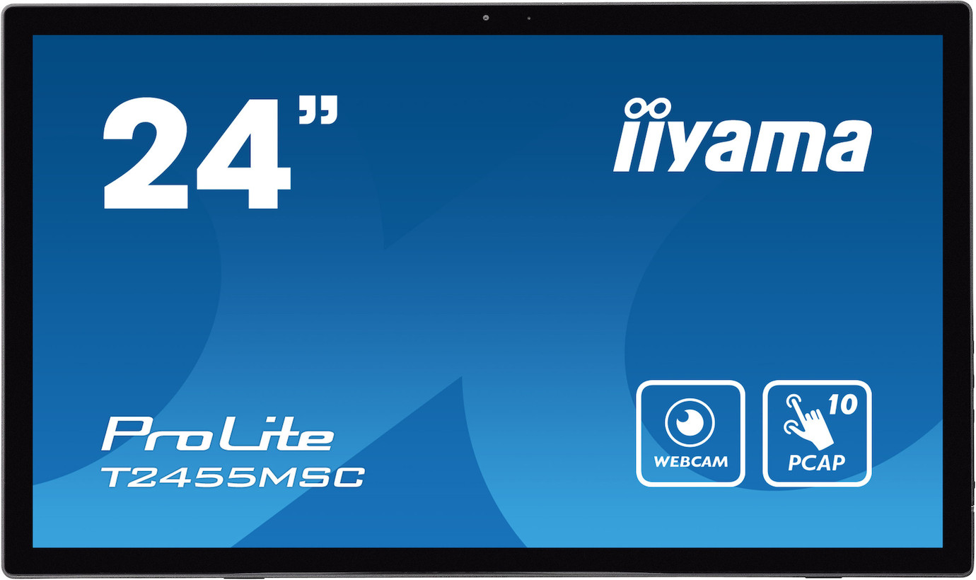 iiyama ProLite T2455MSC-B1 24” PCAP 10-Punkt Multi-Touch-Monitor mit integrierter Webcam und einem f