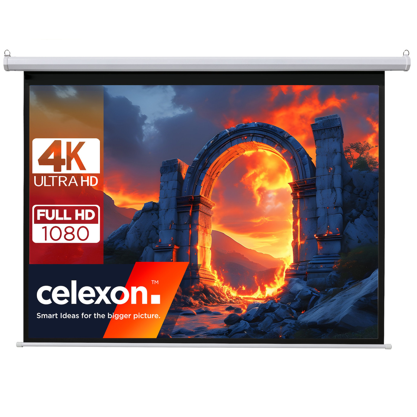 celexon basic line Rolloleinwand 240 x 180cm,Leinwand Format 4:3, Heimkino Leinwand, Beamerleinwand,