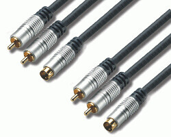 S-VHS +2x Cinch auf S-VHS +2x Cinch Kabel 1,5 Meter