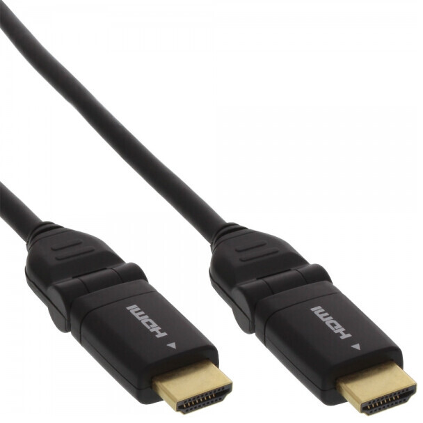 InLine HDMI Kabel, HDMI-High Speed mit Ethernet, Stecker / Stecker, verg. Kontakte, schwarz, flexibl