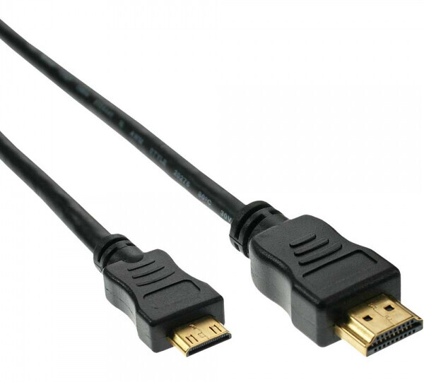 InLine HDMI Mini Kabel, High Speed HDMI Cable, Stecker A auf C, verg. Kontakte, schwarz, 5m