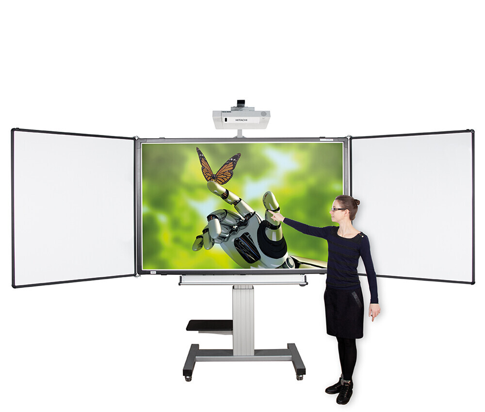 Cleverboard fahrbares, elektrisch höhenverstellbares System mit 2 Flügeln ohne Projektor