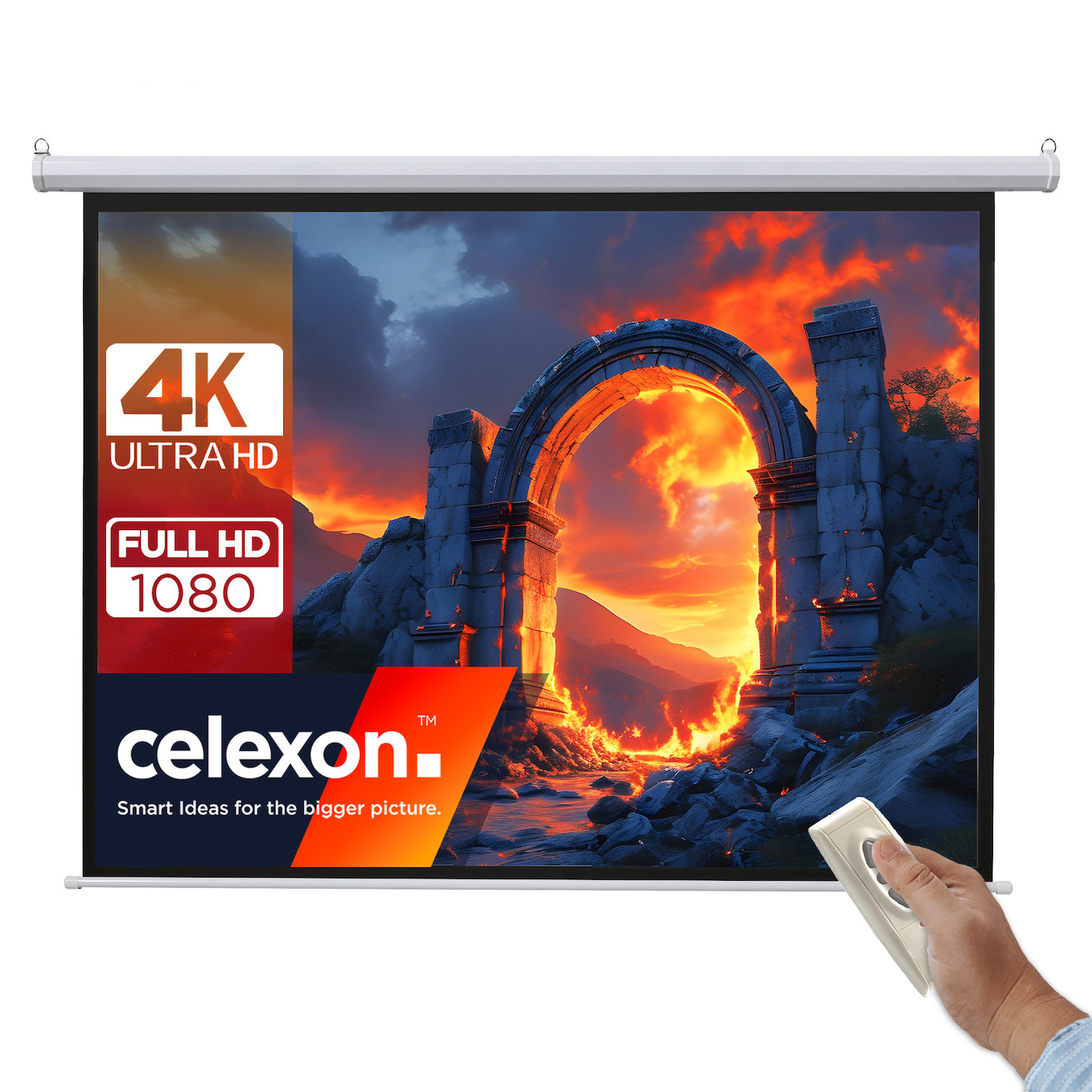 Vorschau: celexon basic line Motorleinwand 240 x 240cm,Heimkino Leinwand,Leinwand Format 1:1, Beamerleinwand,3